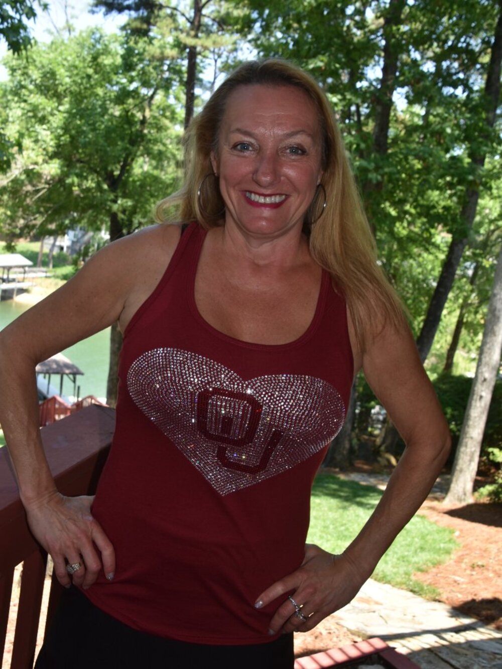 Oklahoma Sooners dark red rhinestone bling racer back tank XS, S, M, L, XL, 2XL